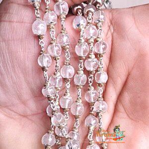 Original 54+1 beads Sphatik Mala Lab Certified with flower Silver Dubble Capping – Premium Quality 6 Mm Beads