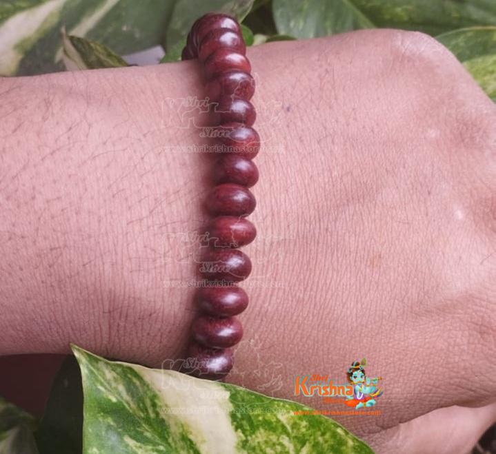 Pure Red Chandan Bracelet In Button Shaped Beads