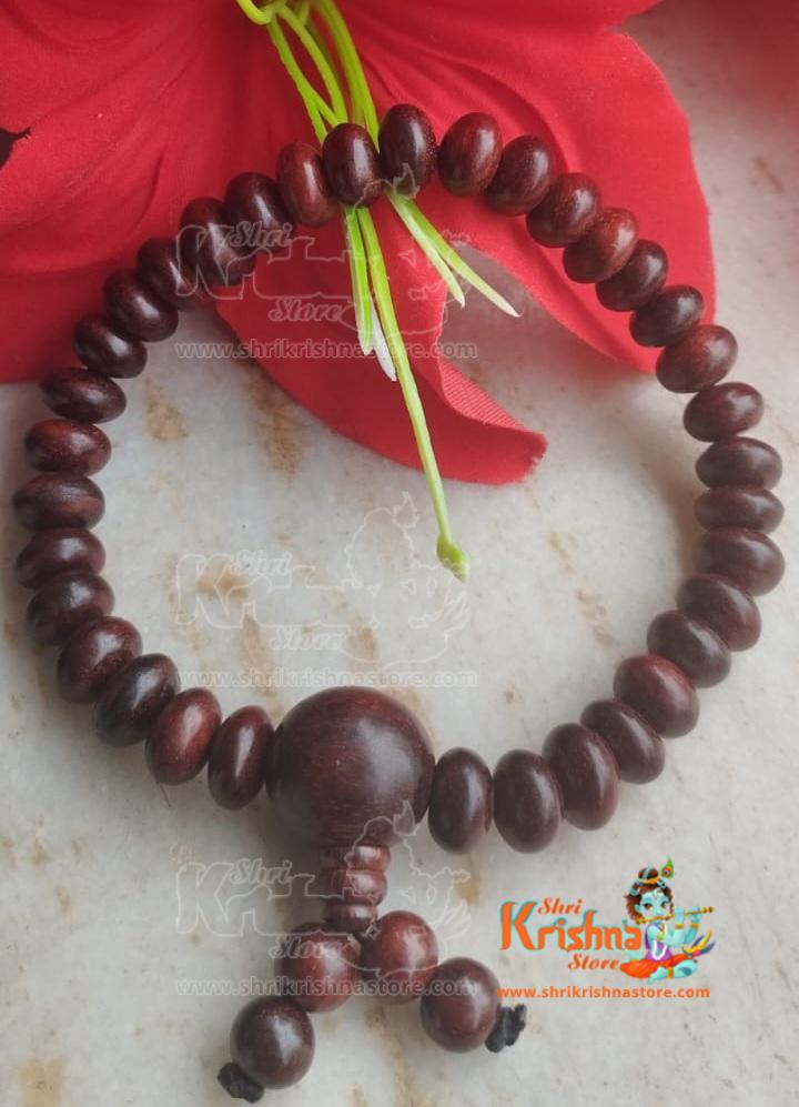 Pure Red Chandan Bracelet In Button Shaped Beads