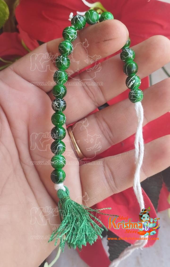 Green Crystal Bead Sakshi (counter) Mala-Premium