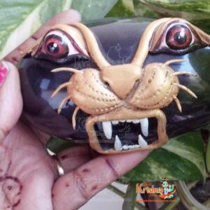 Hand Painted Natural Black Stone Shaligram for Home Pooja Big Size
