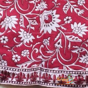 red white flower printed gopi lehenga in cotton fabric