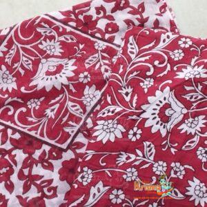 red white flower printed gopi lehenga in cotton fabric