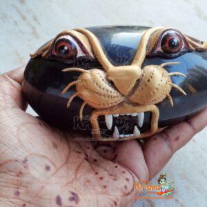 Hand Painted Natural Black Stone Shaligram for Home Pooja Big Size