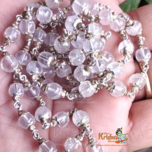 Original 54+1 beads Sphatik Mala Lab Certified with flower Silver Dubble Capping – Premium Quality 6 Mm Beads