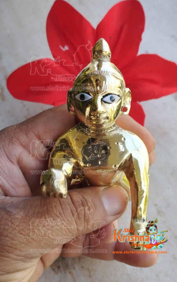 Brass Ashtadhatu ( 3 No ) Baby Laddu Gopal / Kanha Ji / Kanhaiya Ji / Little Krishna / Govinda / Thakur Ji / Bal Gopal