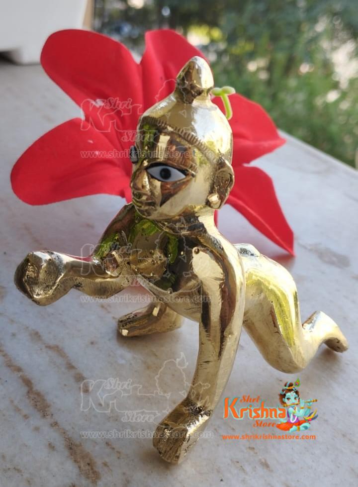 Brass Ashtadhatu ( 3 No ) Baby Laddu Gopal / Kanha Ji / Kanhaiya Ji / Little Krishna / Govinda / Thakur Ji / Bal Gopal