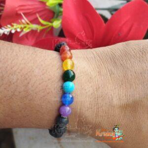 Chakra And Lava Stone Crystal Bracelet