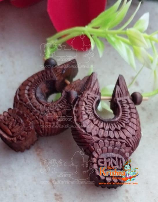 Handmade Beautifull Designed Krishna Carved Tulsi Earrings