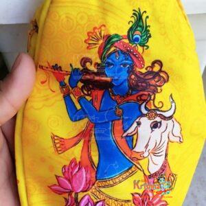 Krishna With Cow Japa Jholi Bead Bag Three Side Printed – Premium