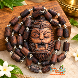 Shri Narsimha Mahadev Handmade Original Tulsi Locket Mala in Silver