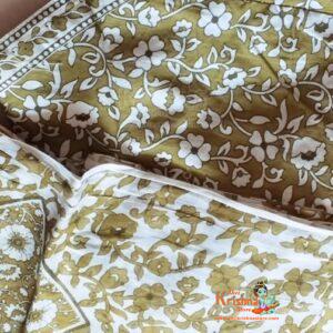 Mehandi color lily flower printed gopi skirt se tin cotton fabric for devotees