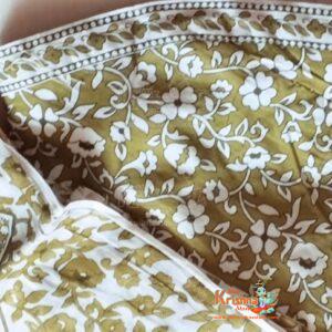 Mehandi color lily flower printed gopi skirt se tin cotton fabric for devotees