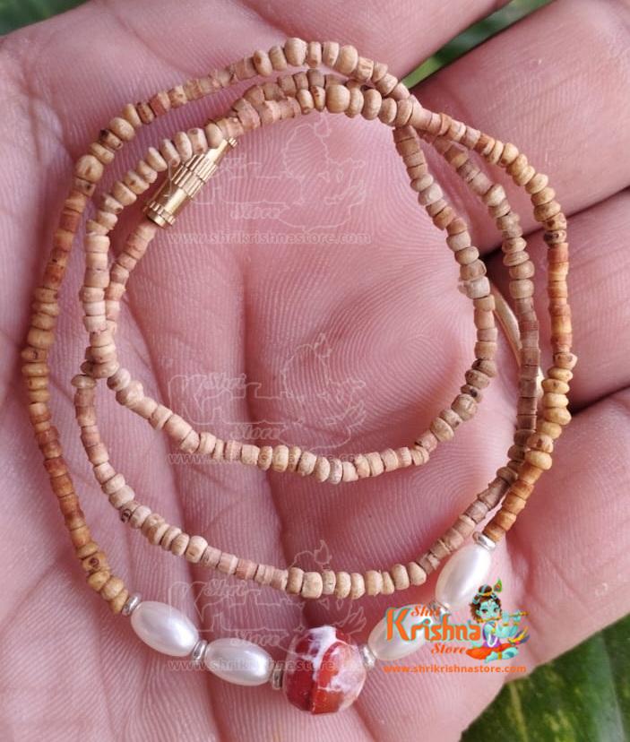Pure Tulasi Mala Kanthimala with Real Pearls