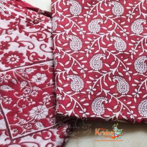 Red Maroon White Gopi Lehanga Set From Vrindavan In Cotton Fabric