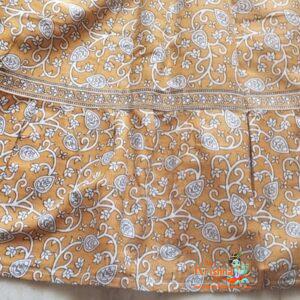 Turmeric yellow and white leaf printed gopi skirt top with dupatta in cotton fabric