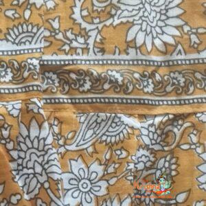 Turmeric yellow and white flower printed gopi lehenga in cotton fabric