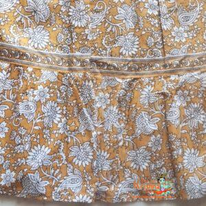 Turmeric yellow and white flower printed gopi lehenga in cotton fabric