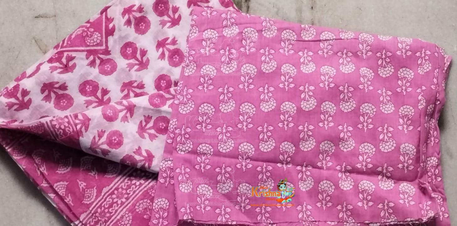 Red Maroon White Gopi Dress Set From Vrindavan In Cotton Fabric