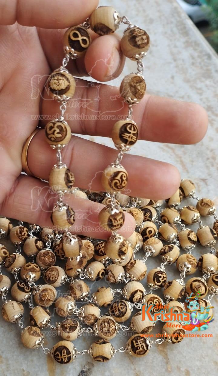 Positive 9 Strong Symbol Pure Tulsi Silver Capping Mala