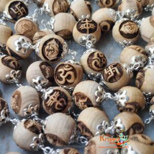 Positive 9 Strong Symbol Pure Tulsi Silver Capping Mala