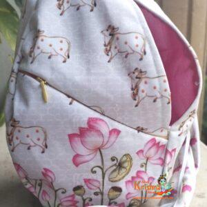 Cow with Lotus print Designer Prayer Bead Bag /Meditation Bag, Tulasi Japa Bag