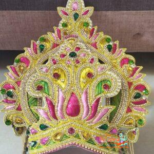Multicolour Lotus Design Mukut Suitable for All Deity Idols