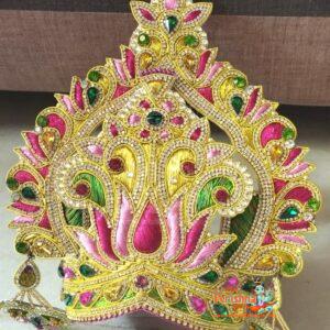 Multicolour Lotus Design Mukut Suitable for All Deity Idols