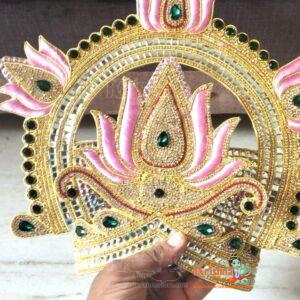 Adjustable Lotus Design Mukut Suitable for All Deity Idols