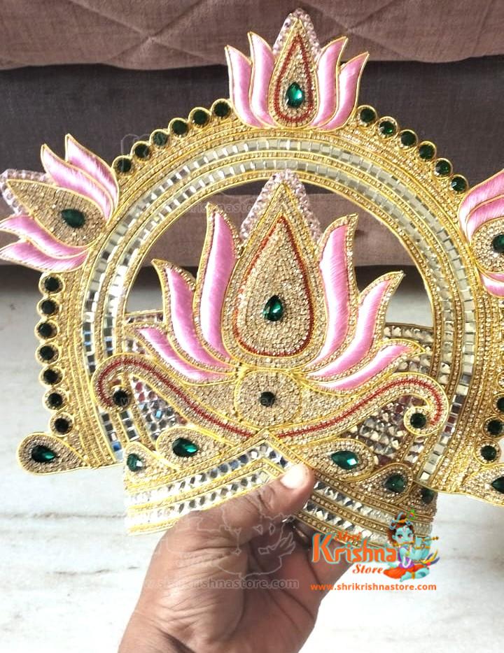Adjustable Lotus Design Mukut Suitable for All Deity Idols