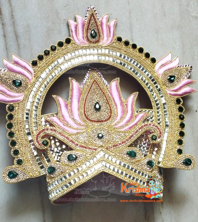 Adjustable Lotus Design Mukut Suitable for All Deity Idols