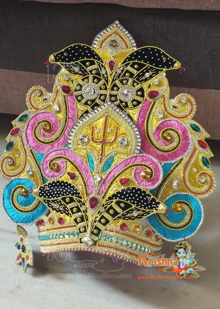 Custom Design Lotus Multicolour Mukut Suitable for All Deity Idols