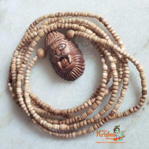 Sacred Shri Narasimha Ji Tulsi Locket Mala made with pure Tulsi beads. Perfect for protection, devotion, and spiritual strength in daily prayers.