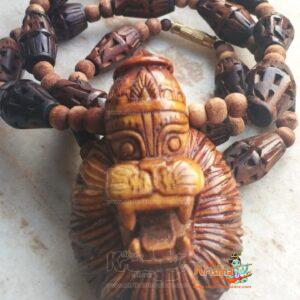 Lord Narasimha Face Locket Original Tulsi Beads Carved Kanthi Mala