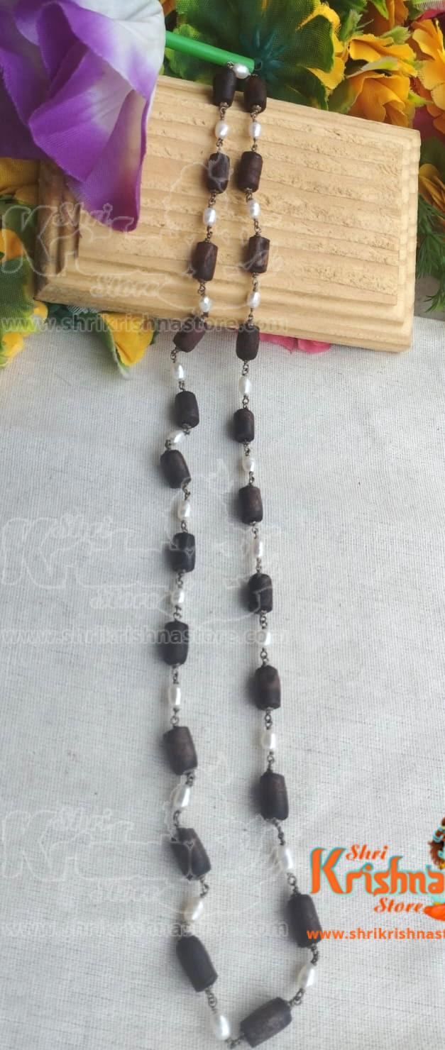 Designer Shyama Tulsi Kanthi Mala with Pearl Silver Mala