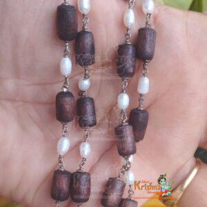 Designer Shyama Tulsi Kanthi Mala with Pearl Silver Mala