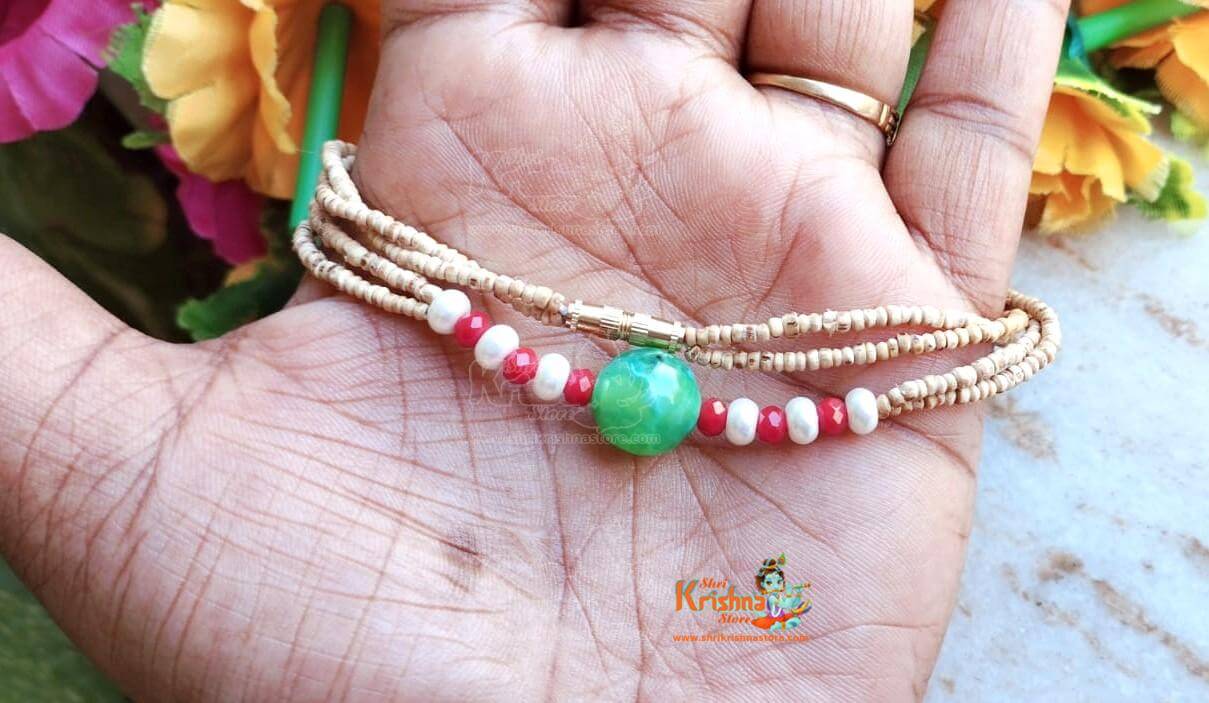 Stone with white moti Tulsi Kanthi Mala