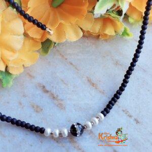 Black Stone with white Moti Tulsi Kanthi Mala