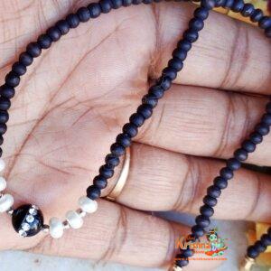 Black Stone with white Moti Tulsi Kanthi Mala