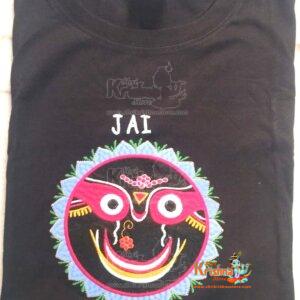Jagannath Ji Embroidered Designer T-Shirt – Black Color