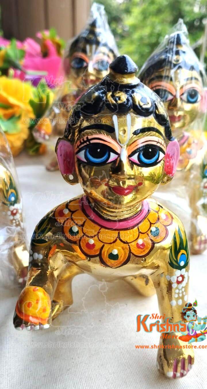 Beautiful Design Bal Laddu Gopal Brass Idol