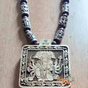 Panchmukhi Hanuman Ji With Ram Carved Tulsi Hand Made Mala