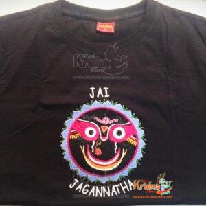 Jagannath Ji Embroidered Designer T-Shirt – Black Color