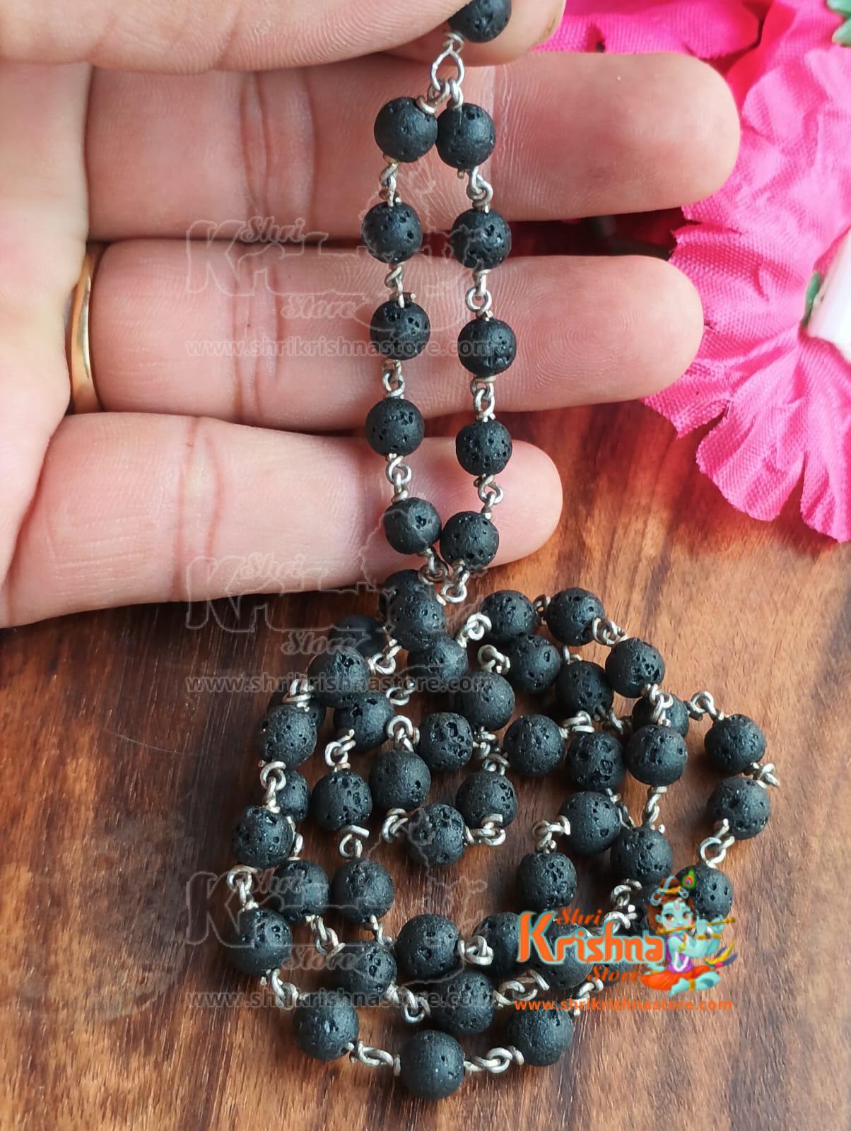 108+1 Beads Krishna Sphatik Mala | Krishna Shaligram Mala in Silver Wire