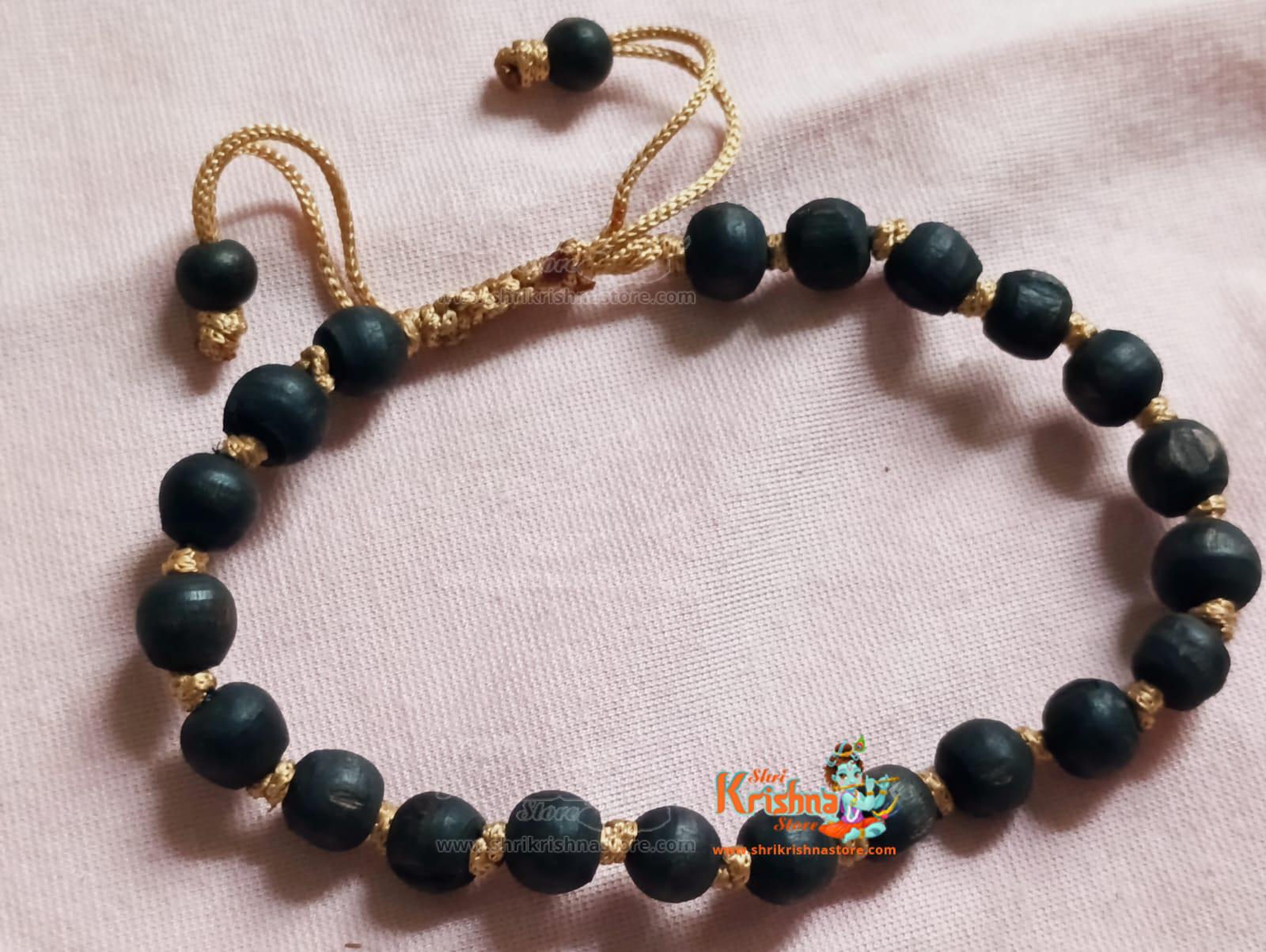 Traditional Look Shyama Tulsi Round Beads Bracelet In Elastic