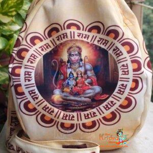 Shri Ram Bhakt Hanuman Ji Digital Japa Jholi Bag– Three-Side Digital Printed Cotton Bag– Premium