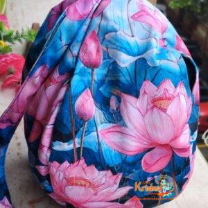 Lotus Printed Digital Japa Jholi Bag– Three-Side Digital Printed Cotton Bag in Pink