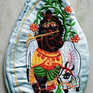 Krishna embroidery bead bag in cotton fabric