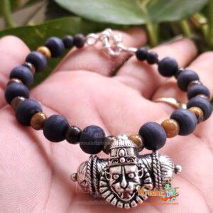Pure Tulsi with Tiger Ball Special Narasimha Strong Kavach Silver Bracelet