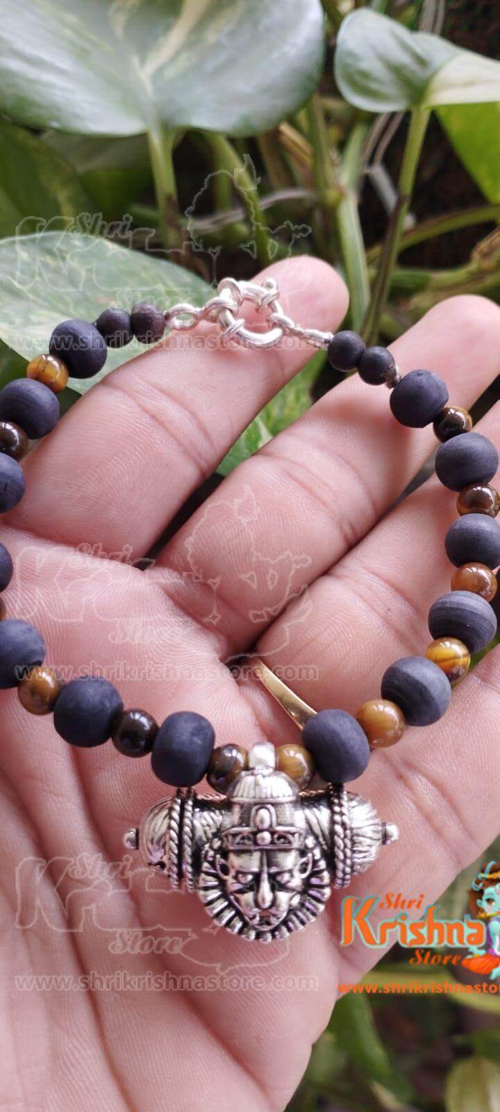 Pure Tulsi with Tiger Ball Special Narasimha Strong Kavach Silver Bracelet